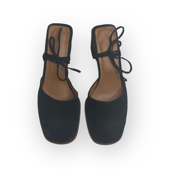 By Far 𖤐 Iris Ankle Wrap Heeled Mules Sandals 𖤐 Black Suede 𖤐 36 𖤐 Handmade - Picture 11 of 16